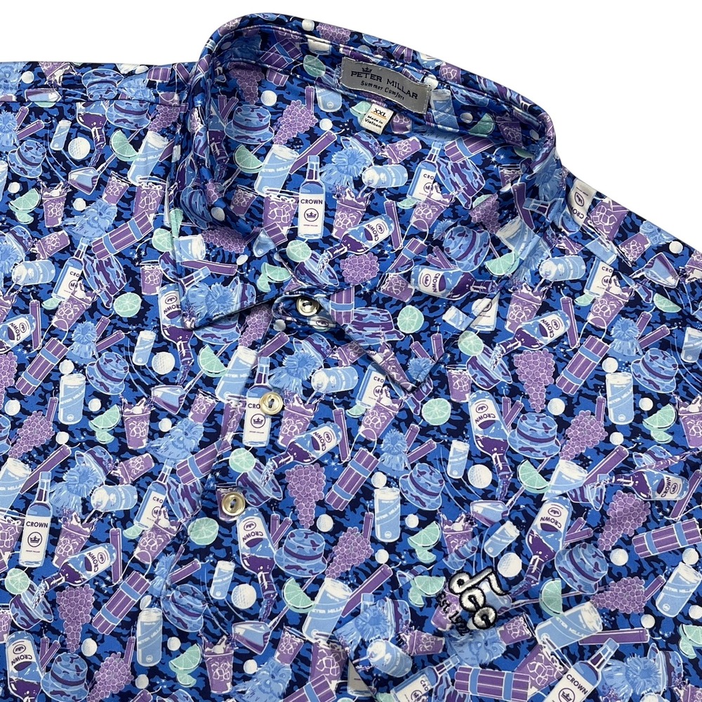 Peter Millar Summer Comfort Polo Shirt Men's 2XL Cocktail Transfusion Boom Boom